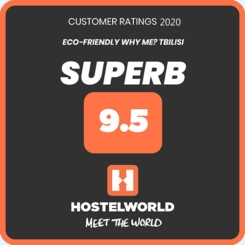 Why Me Tbilisi rating 9.5 on HostelWorld