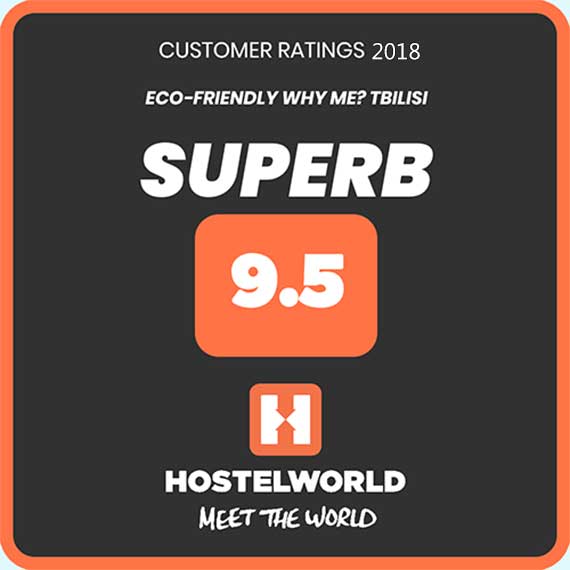 Why Me Tbilisi has a rating of 9.5 out of 10 at Hostelworld