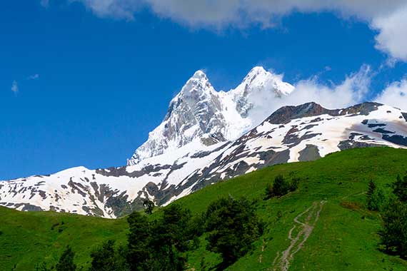 Twin peak of mountain Ushba